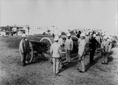 British Artillery Men with Gun, c.1882-83 by English Photographer